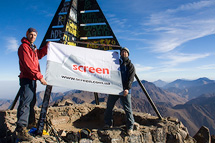 Our flag on the highest peak in North Africa  Jebel Toubkal (4167&nbsp;m).