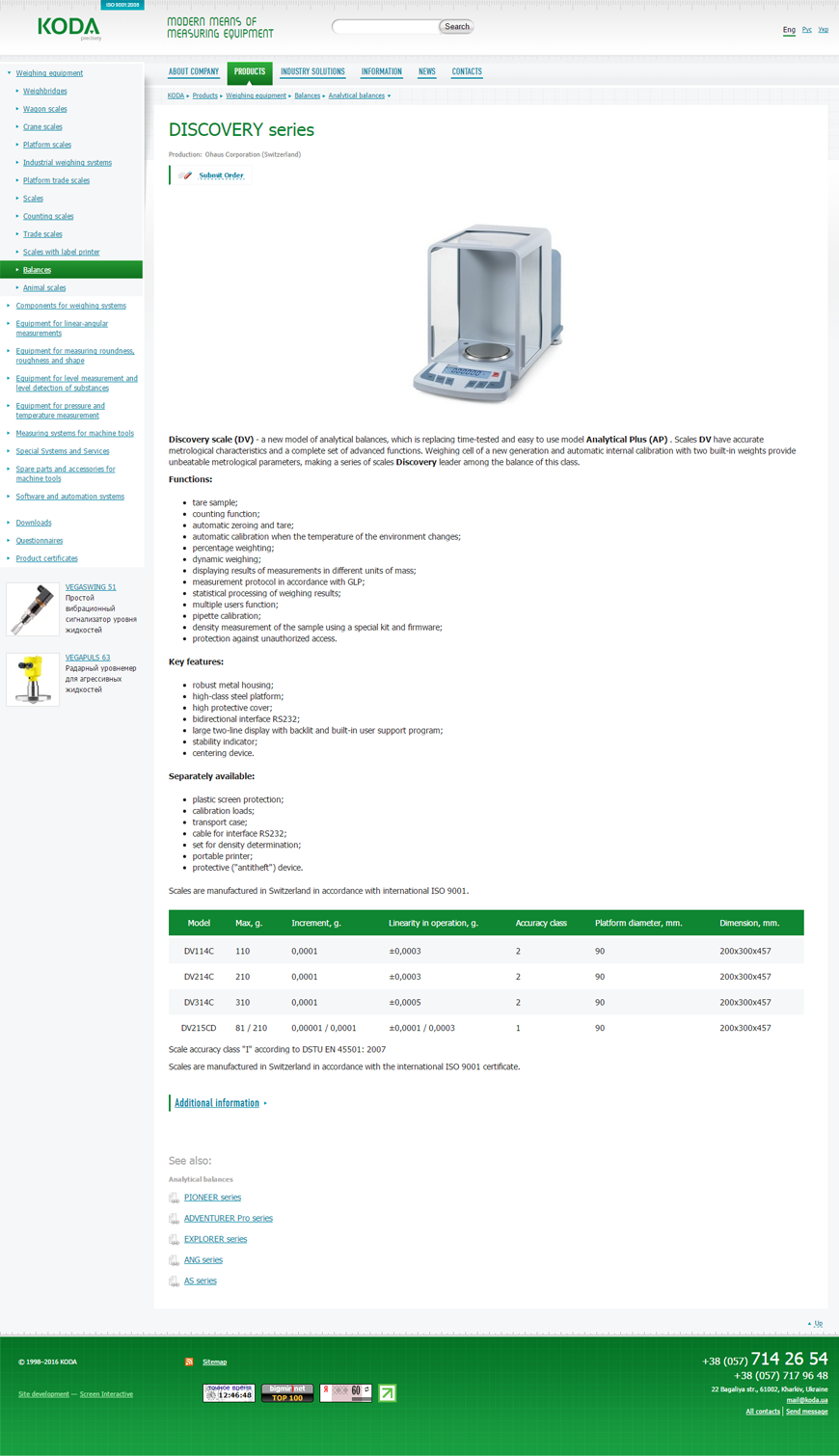 The product description page