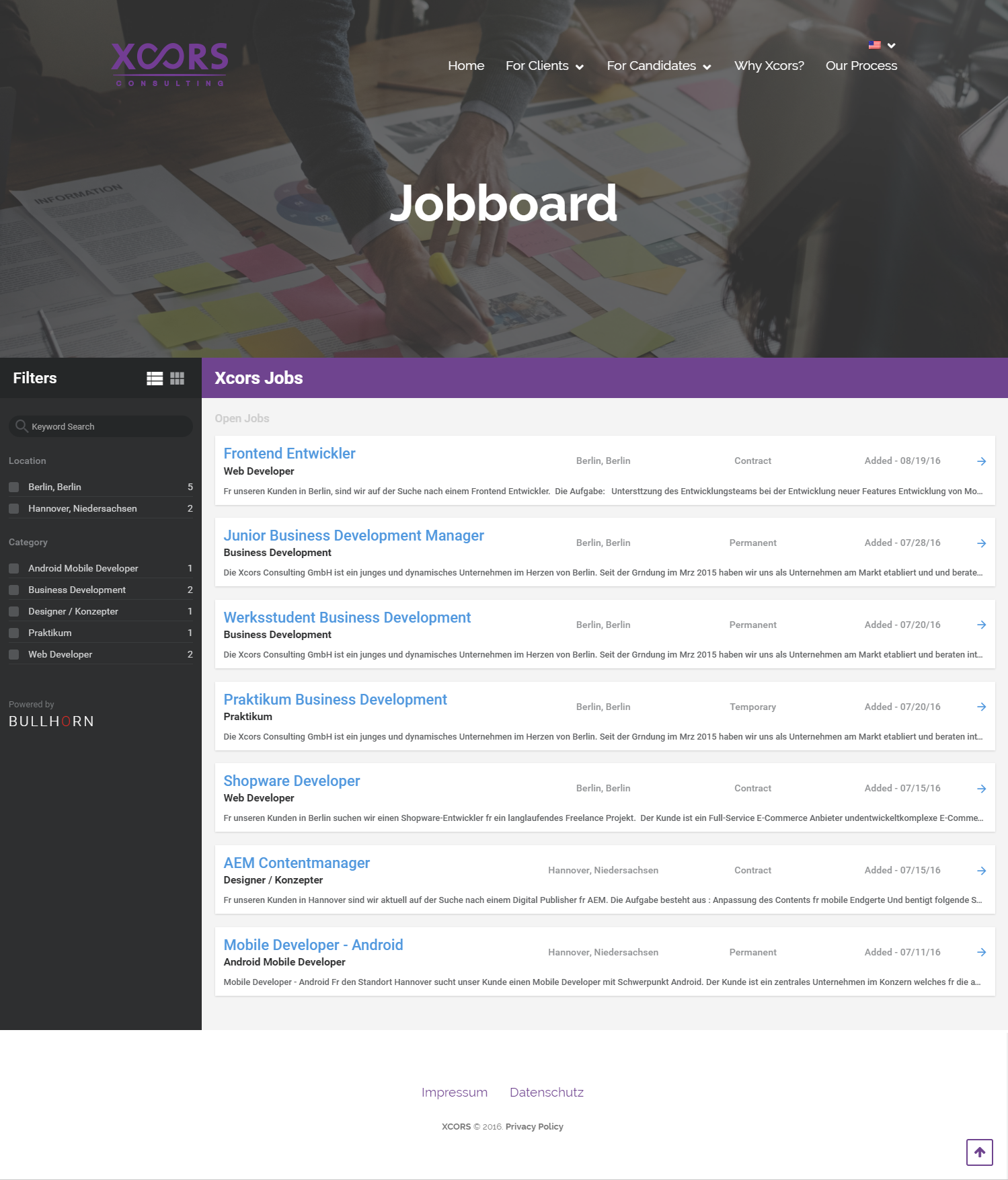 XCORS, job board